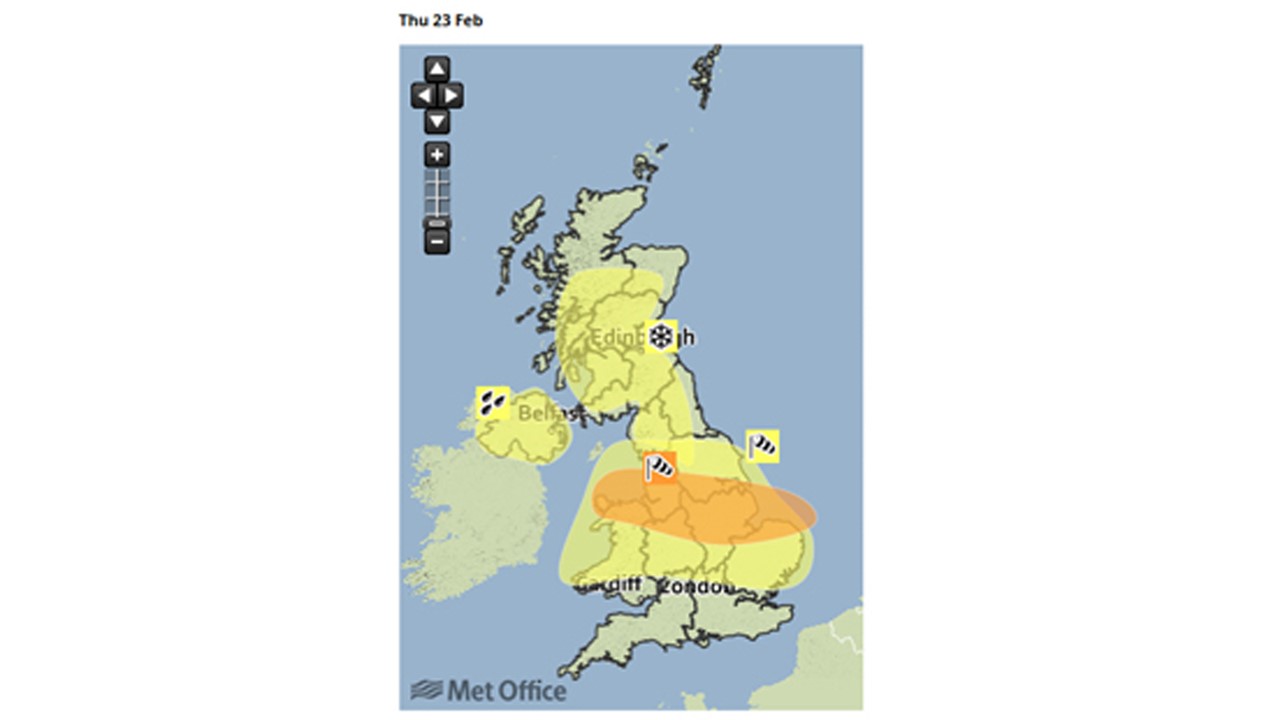 UK weather warnings map